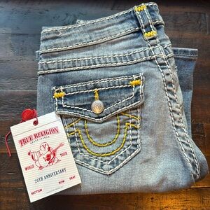nwt true religion 20th anniversary joey low rise flare jean modern light wash 25